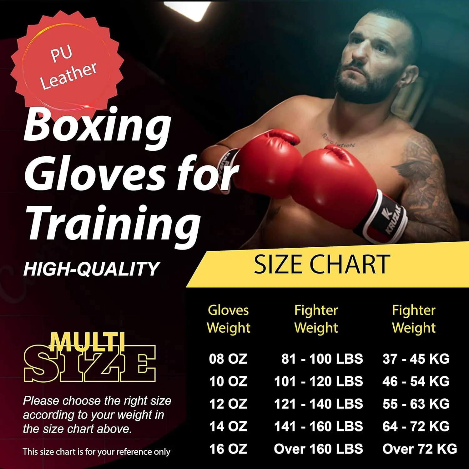 Kruzak Boxing Gloves for Men & Women, Sparring & Kickboxing Gloves, Muay Thai & MMA Gloves, 8-16 oz