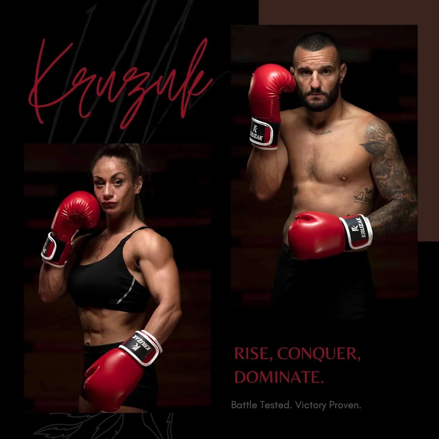 Kruzak Boxing Gloves for Men & Women, Sparring & Kickboxing Gloves, Muay Thai & MMA Gloves, 8-16 oz