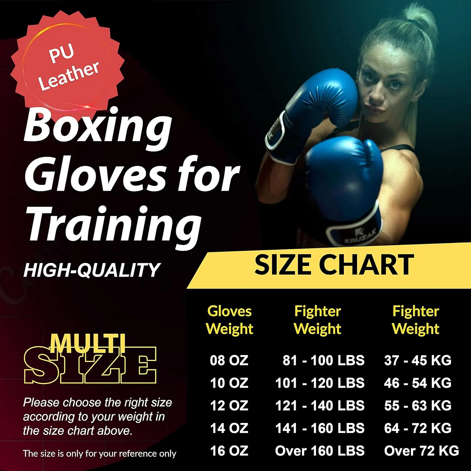 Kruzak Boxing Gloves for Men & Women, Sparring & Kickboxing Gloves, Muay Thai & MMA Gloves, 8-16 oz