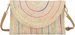 KUANG! Straw Shoulder Bag for Women Woven Purse Beach Envelope Clutch Straw Wallet Crossbody Bag