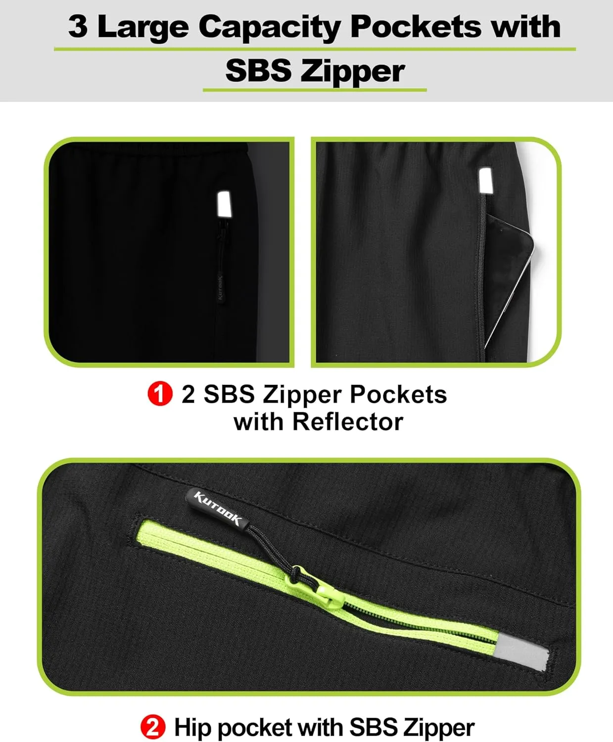 KUTOOK Cycling Bike Pants Summer/Winter Men S-4XL Quick-Dry Breathable Moutain Bike Pants for Outdoor Hiking Running Exercise