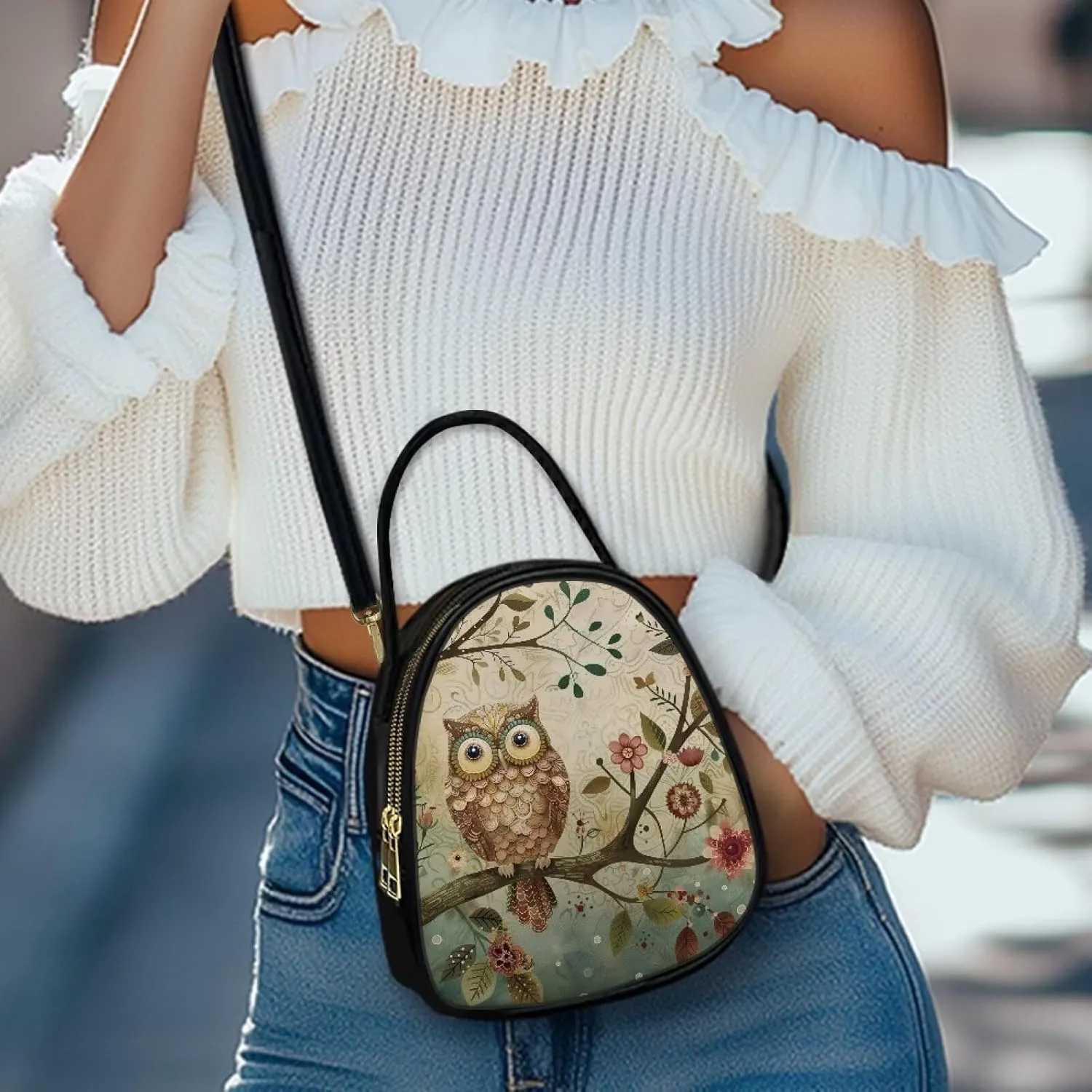 Ladies Double Layer Soft PU Leather Multi-Pocket Shoulder Bag Handbag Womens Crossboby Bag with Adjustable Strap