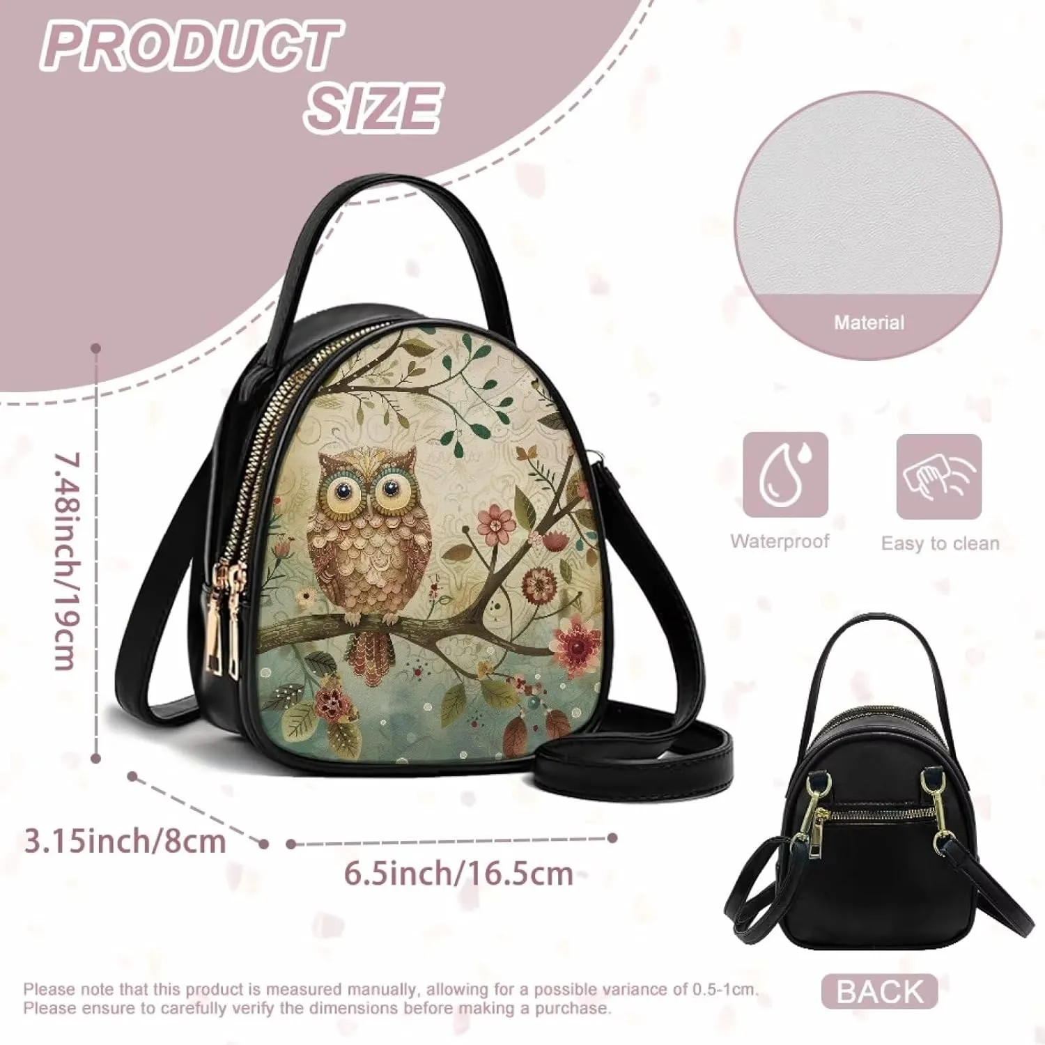 Ladies Double Layer Soft PU Leather Multi-Pocket Shoulder Bag Handbag Womens Crossboby Bag with Adjustable Strap