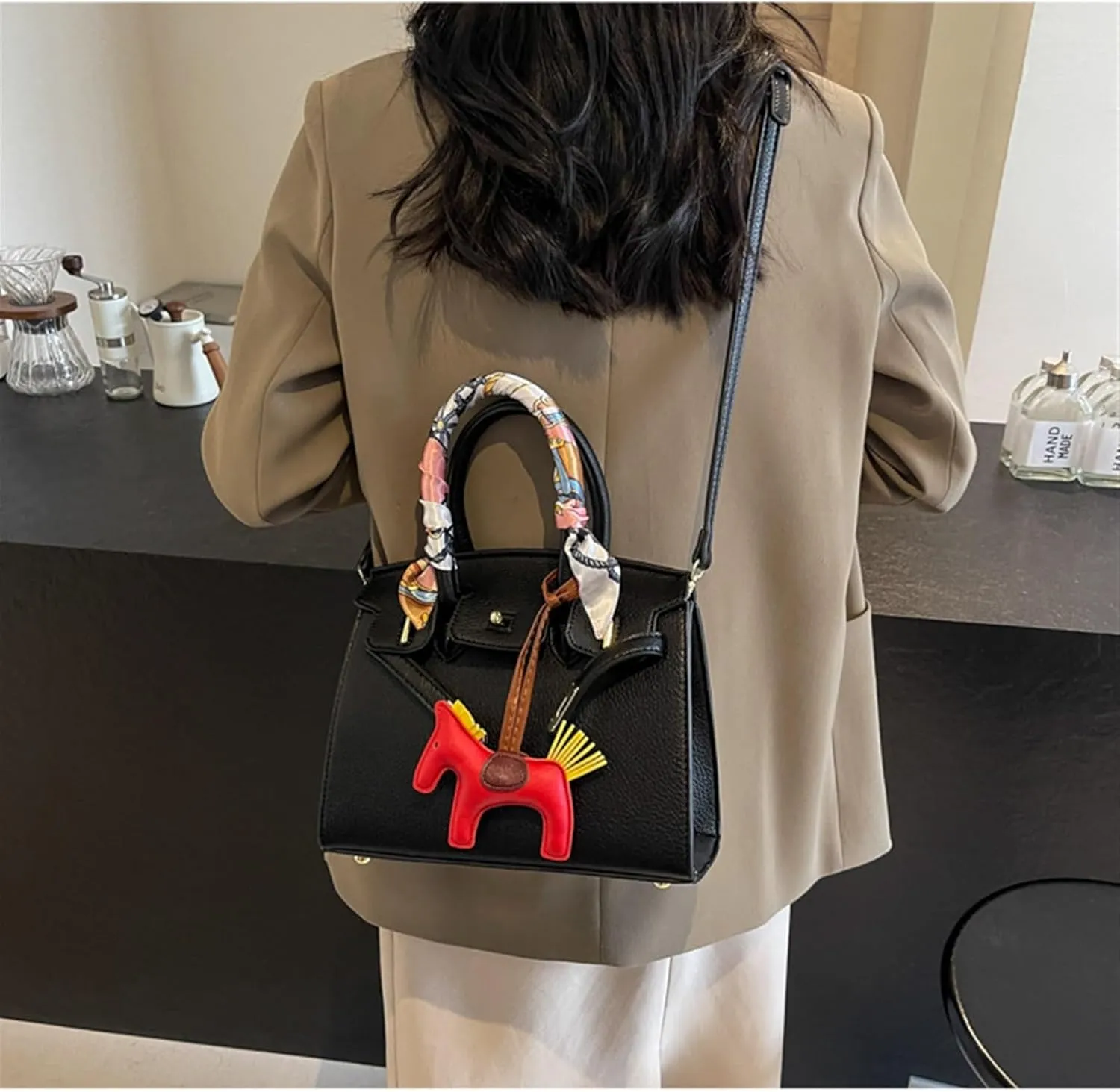 Ladies handbag shoulder bag crossbody bag(Black)
