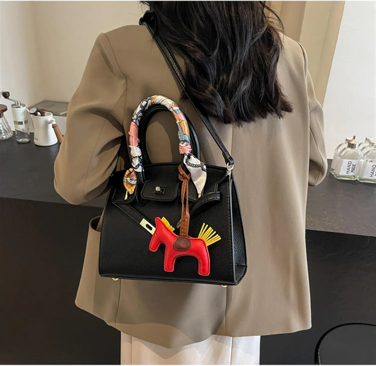 Ladies handbag shoulder bag crossbody bag(Black)