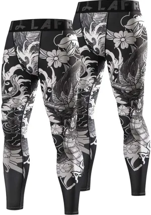 LAFROI Men's Quick Dry Cool Compression Fit Tights Leggings Waistband-YSK08