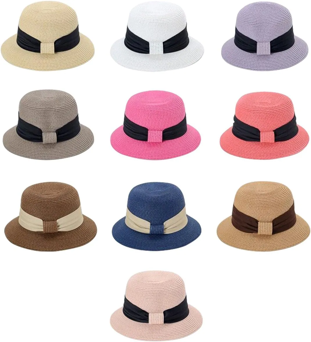 Lanzom Summer Sun Hats for Women Lady Wide Brim Straw Hat Beach Hat UPF Foldable Packable Cap for Travel Outdoor