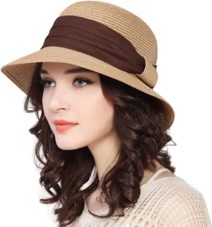Lanzom Summer Sun Hats for Women Lady Wide Brim Straw Hat Beach Hat UPF Foldable Packable Cap for Travel Outdoor