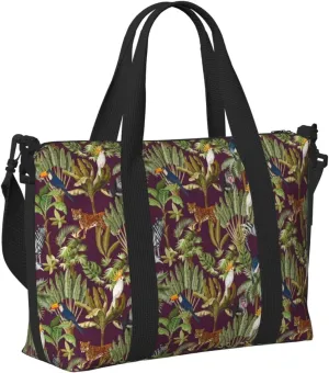 Laptop Tote Bag for Women Work - Cute Parrot Baboon Leopard Zebra Gym Bag for Women Men, Personal Item Crossbody Travel Bags Carry On, Overnight Weekender Bags for Women Travel