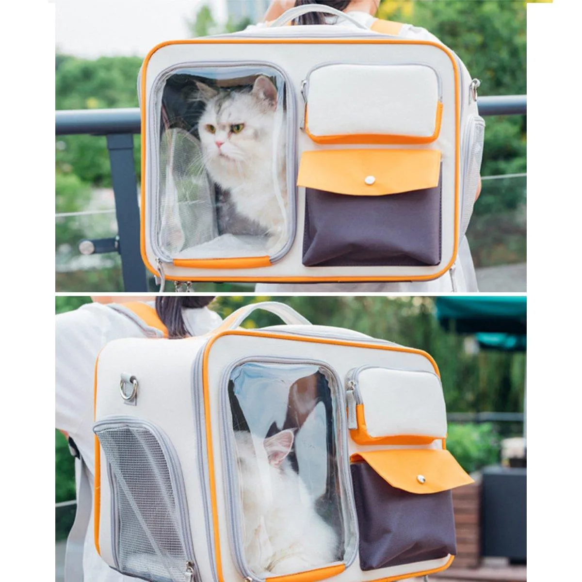 Large Capacity Cat Dog Backpack Outdoor Portable Pet Carrier Canvas Travel Bag
