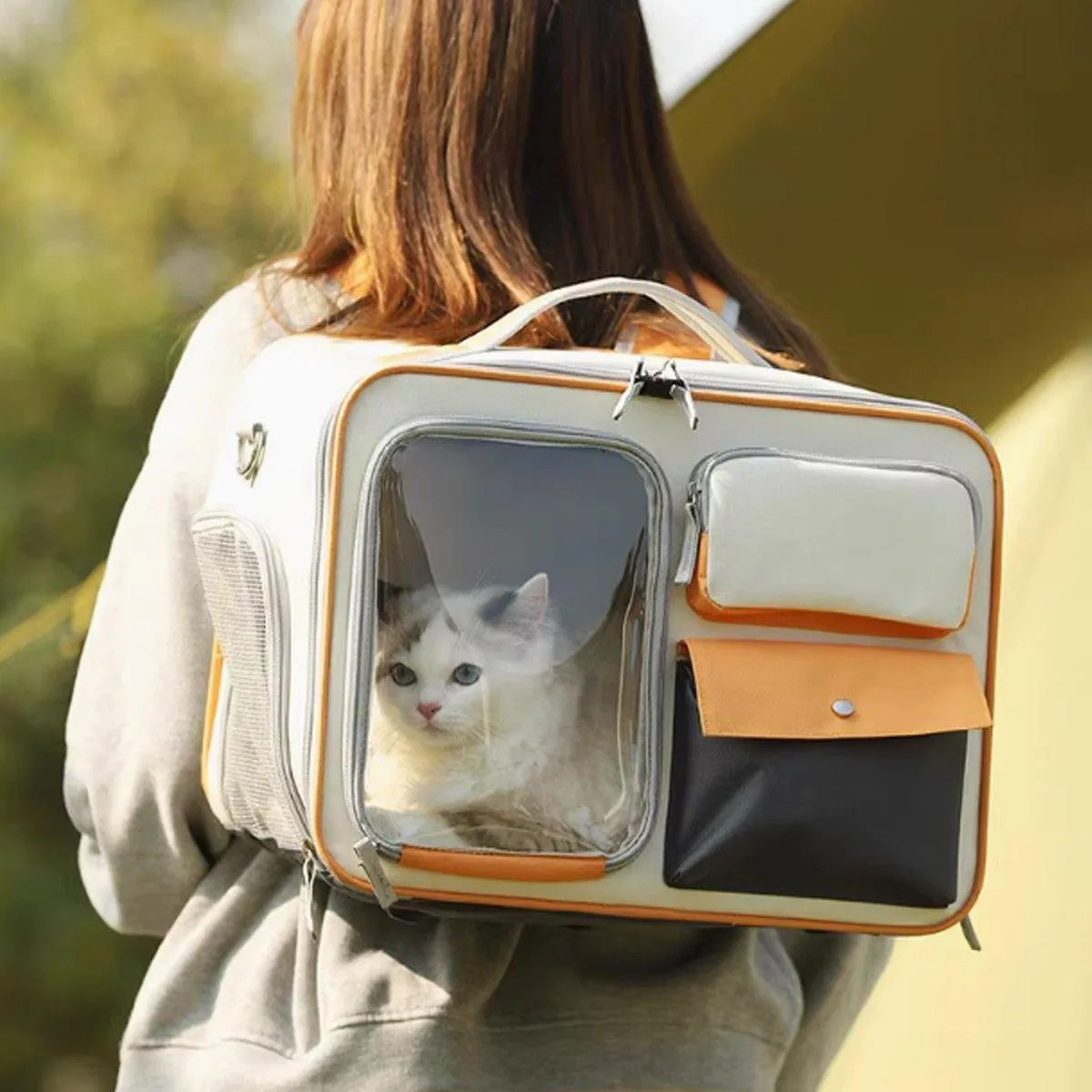Large Capacity Cat Dog Backpack Outdoor Portable Pet Carrier Canvas Travel Bag