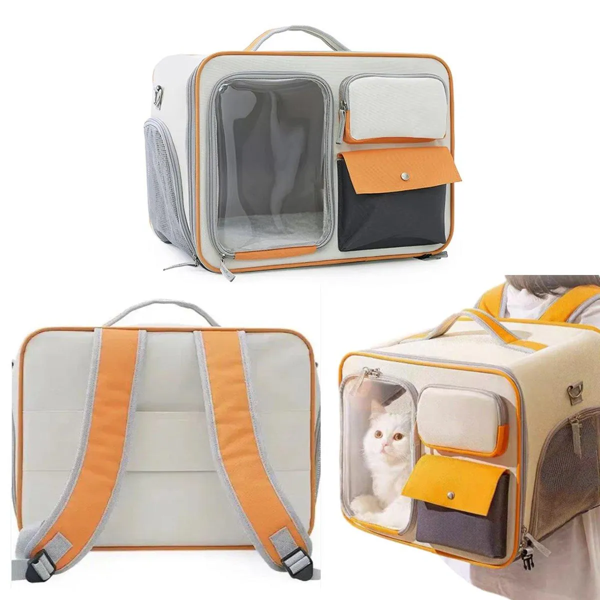 Large Capacity Cat Dog Backpack Outdoor Portable Pet Carrier Canvas Travel Bag