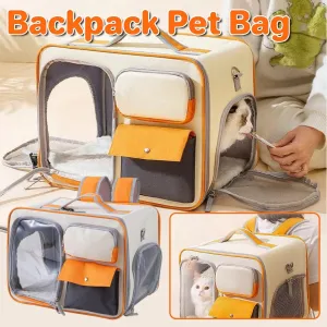Large Capacity Cat Dog Backpack Outdoor Portable Pet Carrier Canvas Travel Bag