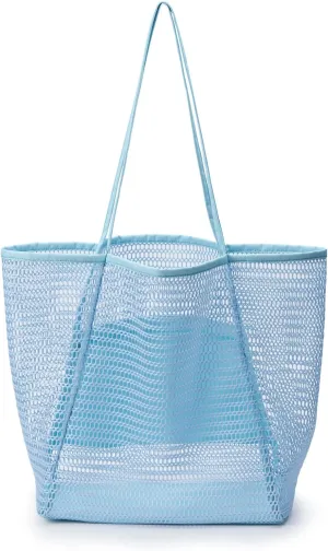 Large Capacity Mesh Beach Tote Bag,Women Casual Shoulder Handbag