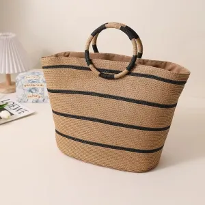 Large Capacity Round Early Summer All-matching Woven Shoulder Beach Bag Handbag
