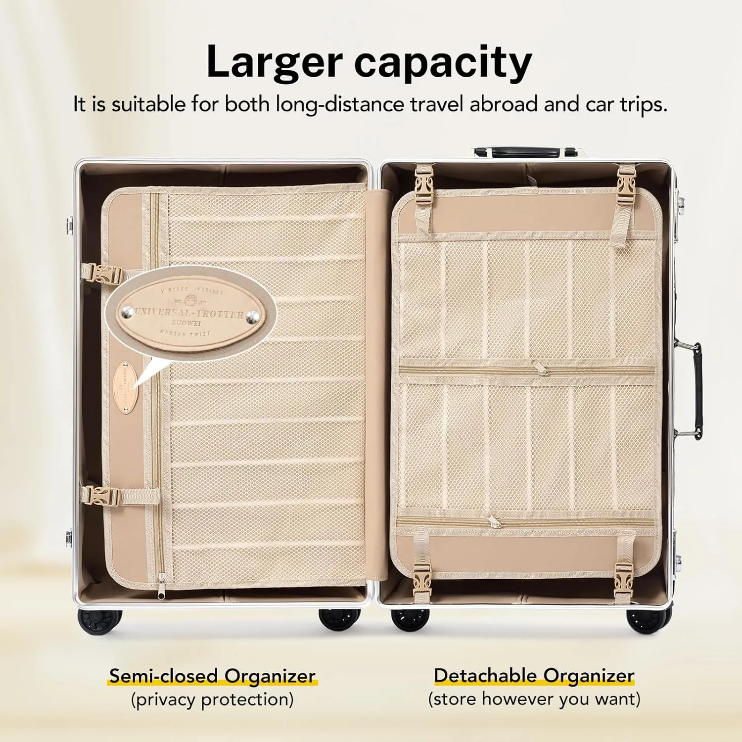 Large Capacity Vintage Luggage Set With TSA Lock, Luxury Vintage Style Maletas De Viaje, for Men And Women Carry On Luggage Set