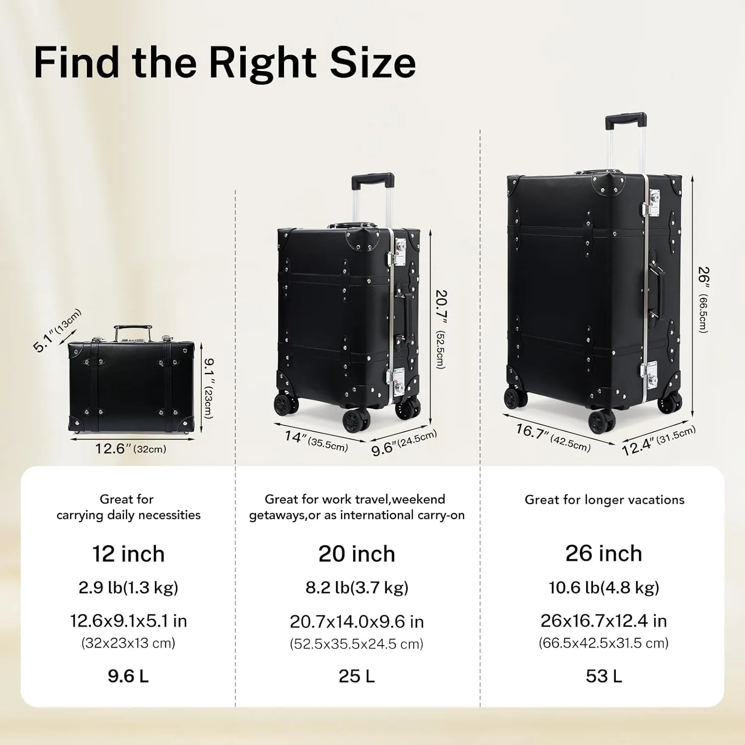 Large Capacity Vintage Luggage Set With TSA Lock, Luxury Vintage Style Maletas De Viaje, for Men And Women Carry On Luggage Set