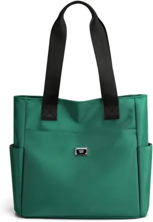 Large Capacity Water Repellent Multi Pocket Nylon Shoulder Bag with Zipper, Nylon Tote Bags Nurse Bag Handbag for Work Travel
