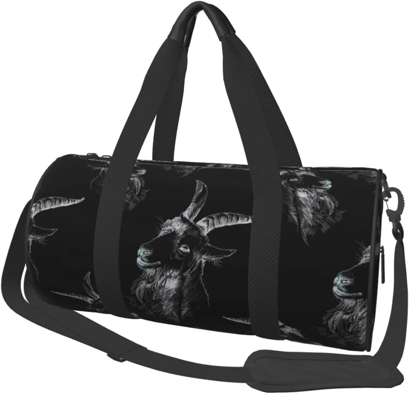 Large Duffle Bag for Travel - Goat Heads Hand Drawn Black Cool Gym Bag for Women Men, Foldable Travel Bags for Women Men with Zippered Multiple Pockets