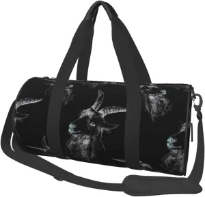 Large Duffle Bag for Travel - Goat Heads Hand Drawn Black Cool Gym Bag for Women Men, Foldable Travel Bags for Women Men with Zippered Multiple Pockets