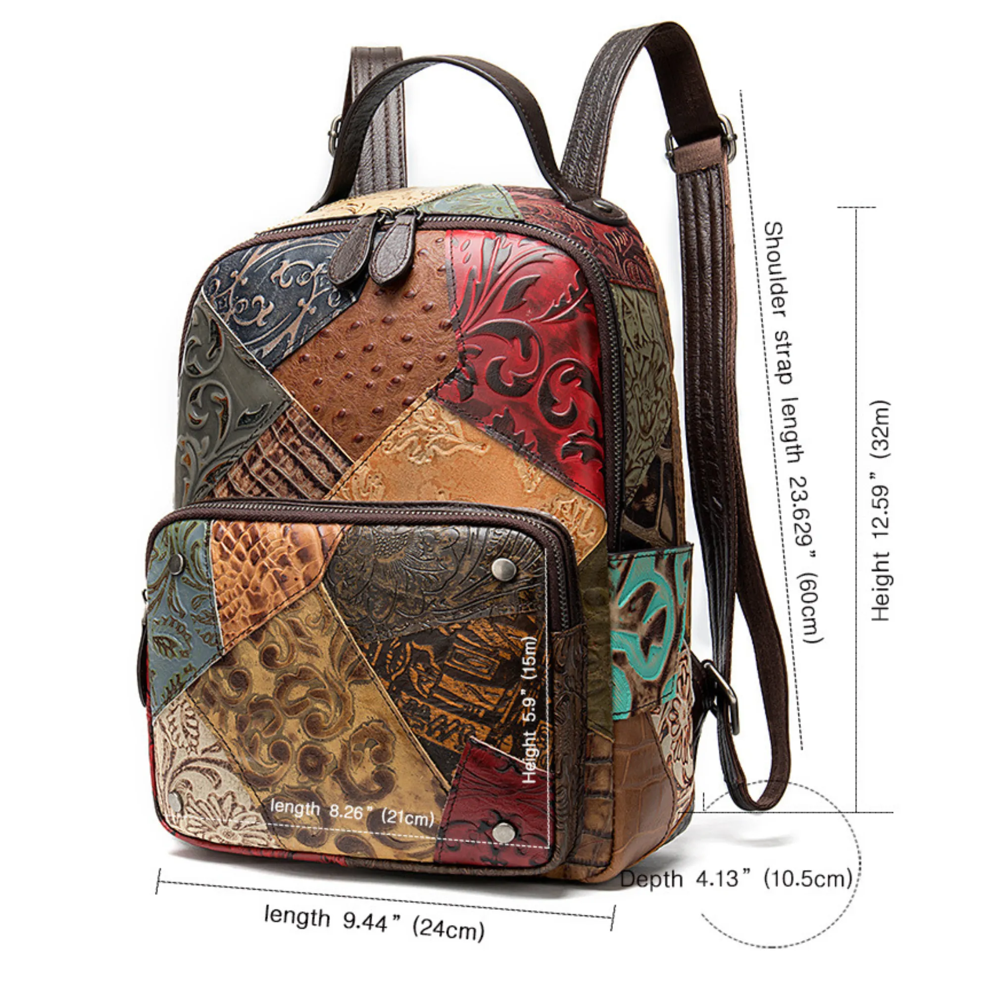 Large Multi-Colour Genuine Italian Leather Backpack – Travel, Work &amp; Leisure Bag