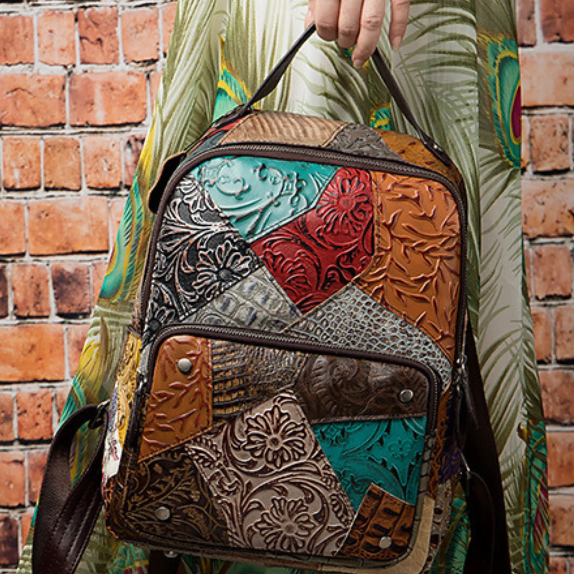 Large Multi-Colour Genuine Italian Leather Backpack – Travel, Work &amp; Leisure Bag