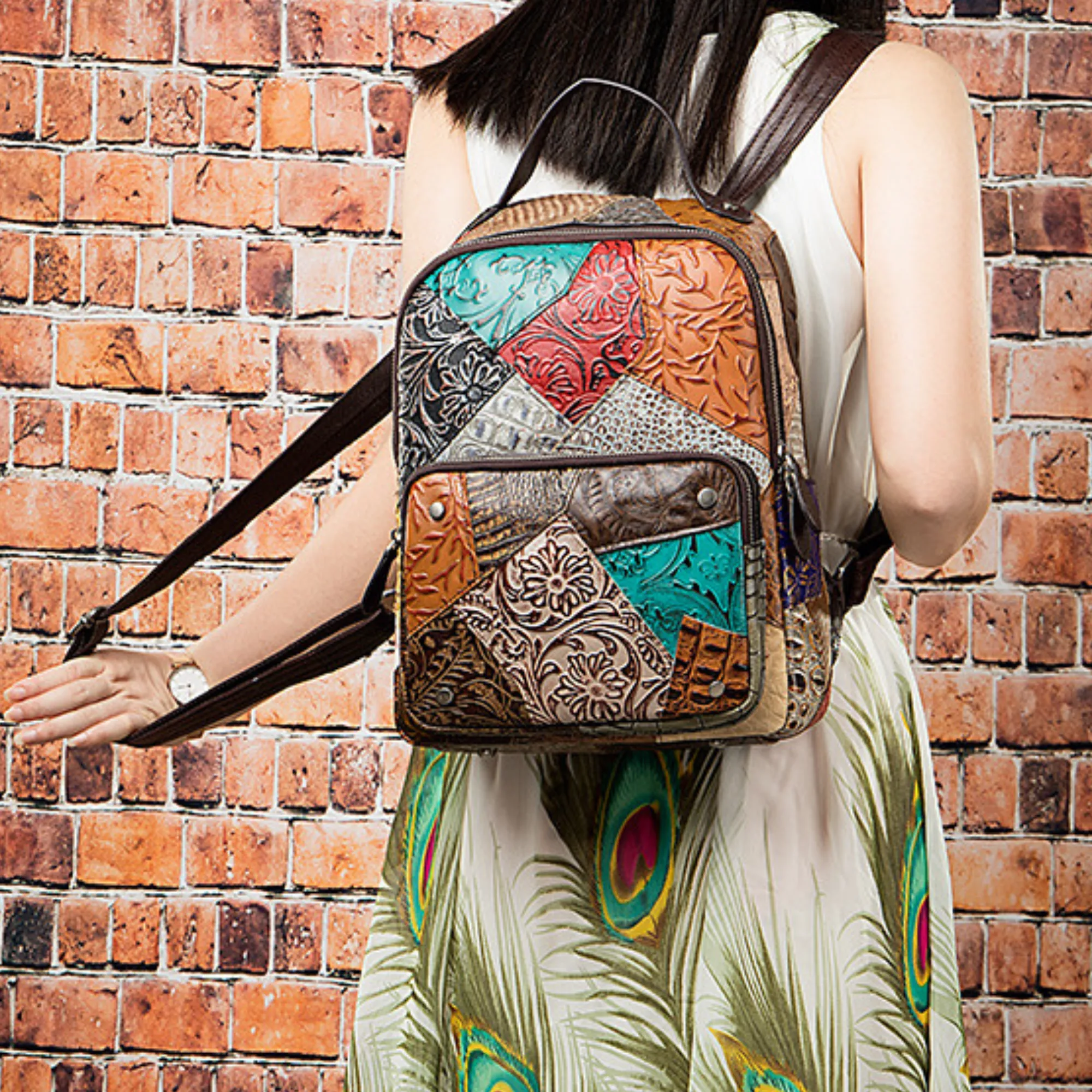 Large Multi-Colour Genuine Italian Leather Backpack – Travel, Work &amp; Leisure Bag