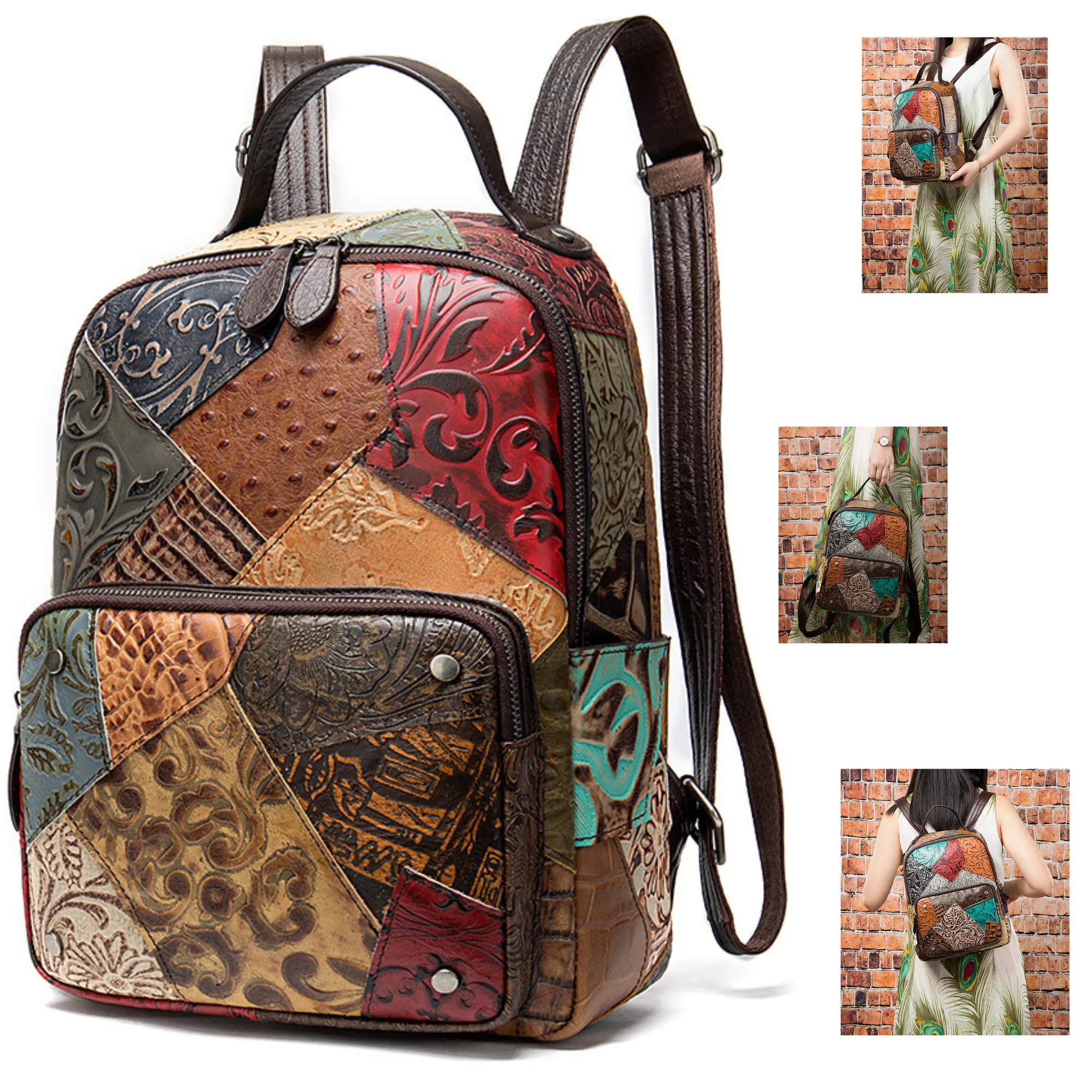 Large Multi-Colour Genuine Italian Leather Backpack – Travel, Work &amp; Leisure Bag