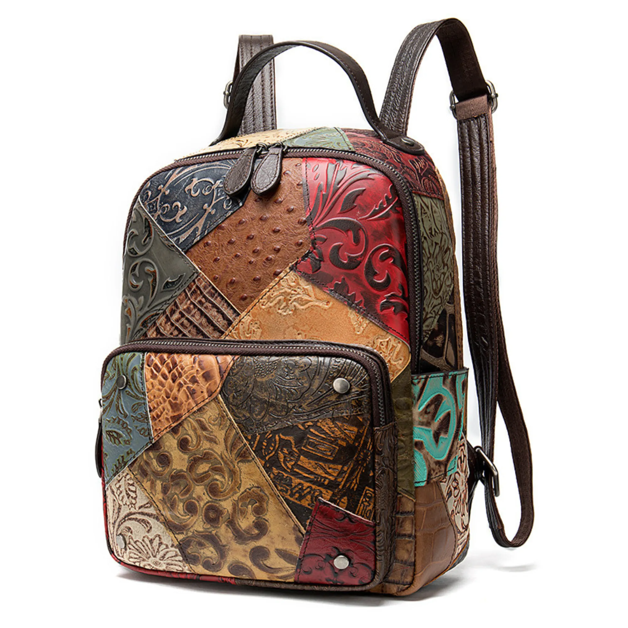 Large Multi-Colour Genuine Italian Leather Backpack – Travel, Work &amp; Leisure Bag