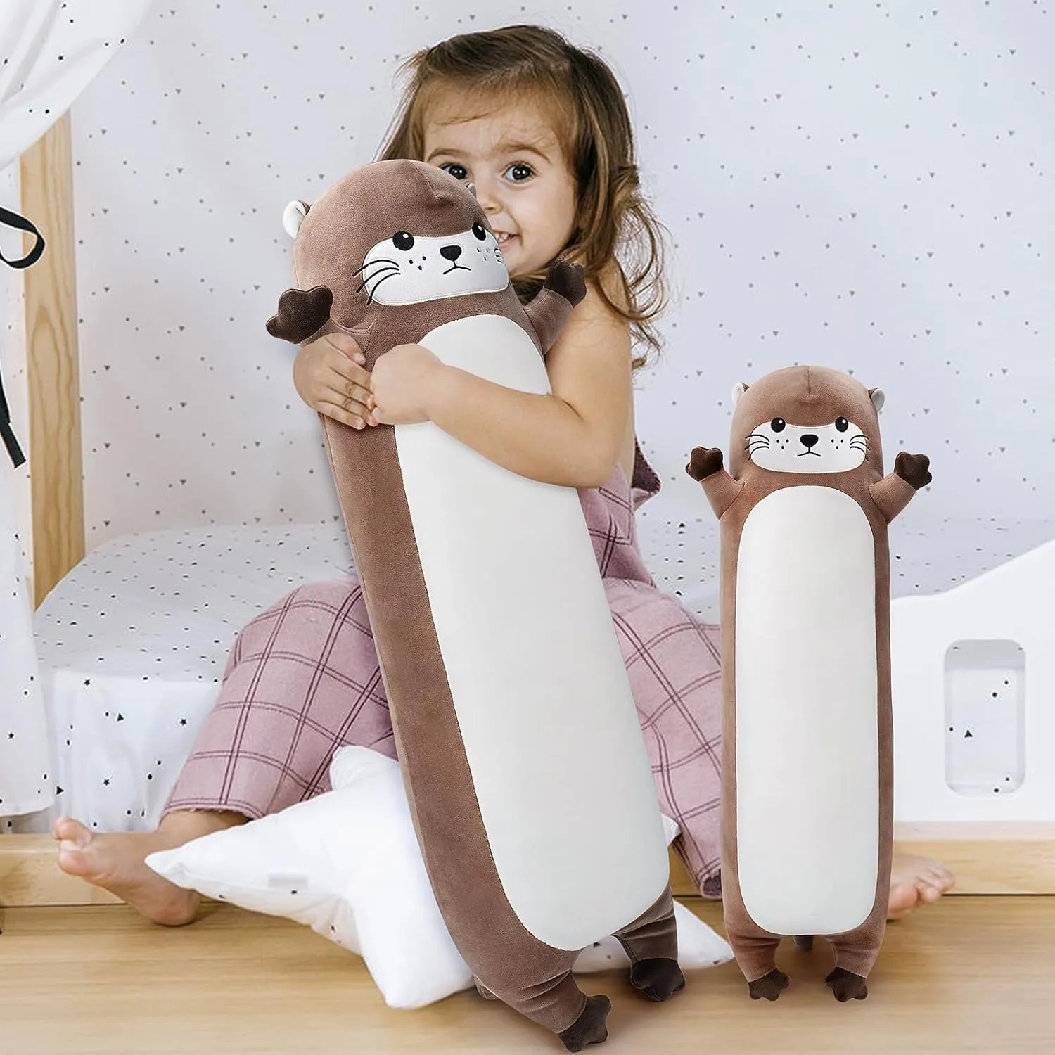 Large Otter Stuffed Animal,33.5” Long Otter Plush,Cute Plushies Animal Body Pillow,Kawaii Big Plush Toys Animal Gifts,Animal Sleeping Hugging Pillow Cushion for Birthday