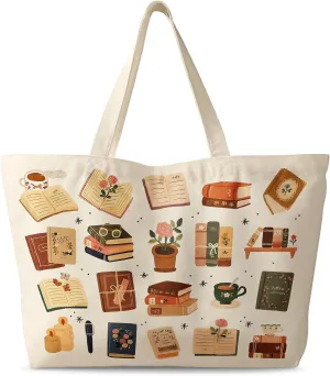 Large Tote Bag for Women - Canvas Tote Bag with Zipper Aesthetic Reusable Shoulder Bag for Gym, Travel, Work