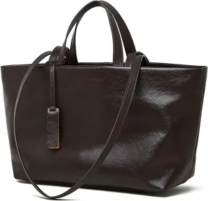 Large Tote Bags for Women, Genuine Leather Satchel Handbags Purses with Anti-friction Foot Pegs.