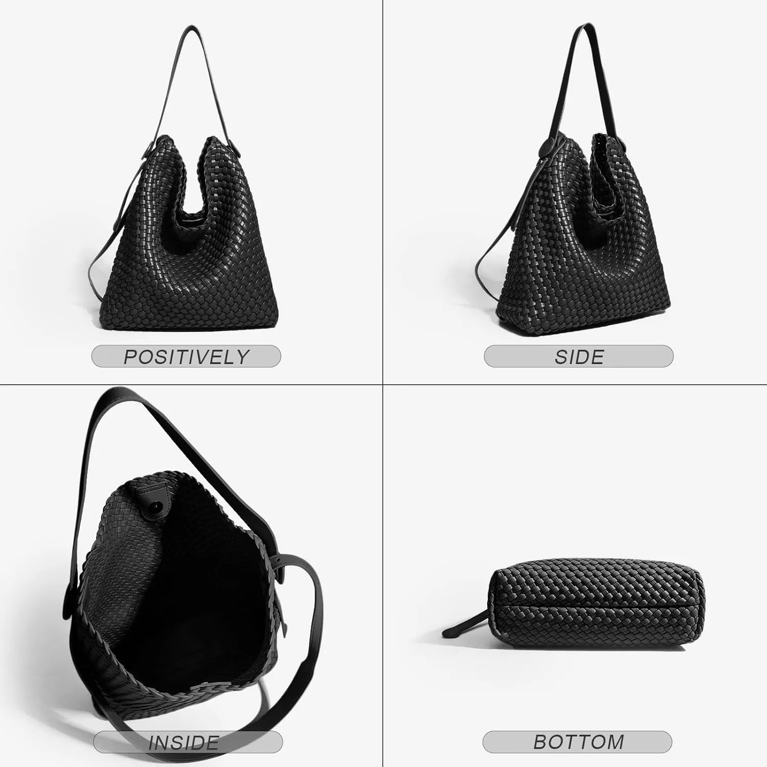 Large Woven Tote Bag Vegan Leather Shoulder Bag for Women Fashion Travel Shopper Bag Top Handle Handbag and Purse