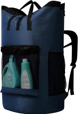Laundry Backpack Bag,with 3 Pockets,for Dorm, Apartment and Laundromat, Laundry Duffle Bag for Travel,Beach,Camping