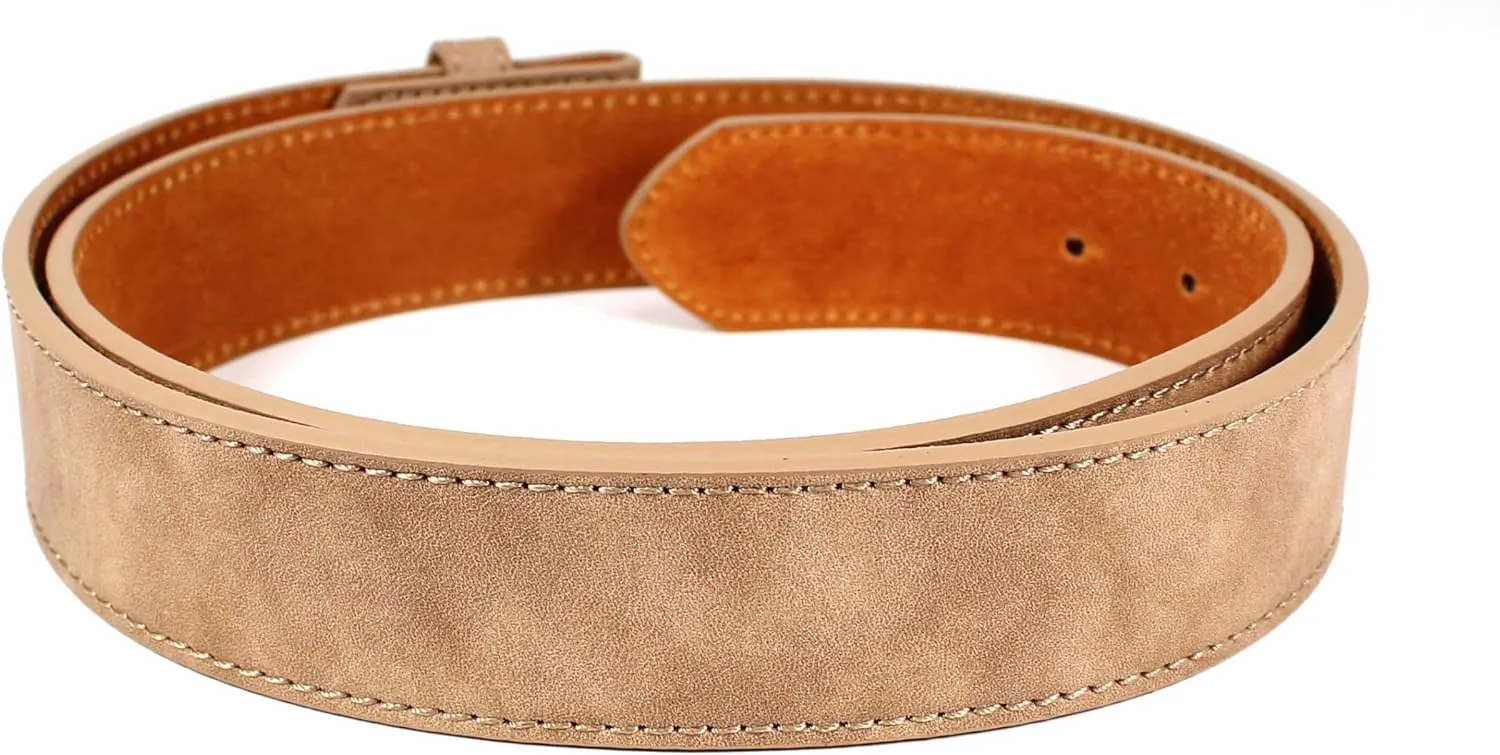 Leather Belt Strap with Vintage Distressed Texture 1.5" Wide with Snaps and without Buckle