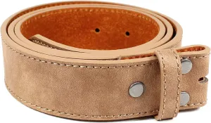 Leather Belt Strap with Vintage Distressed Texture 1.5" Wide with Snaps and without Buckle