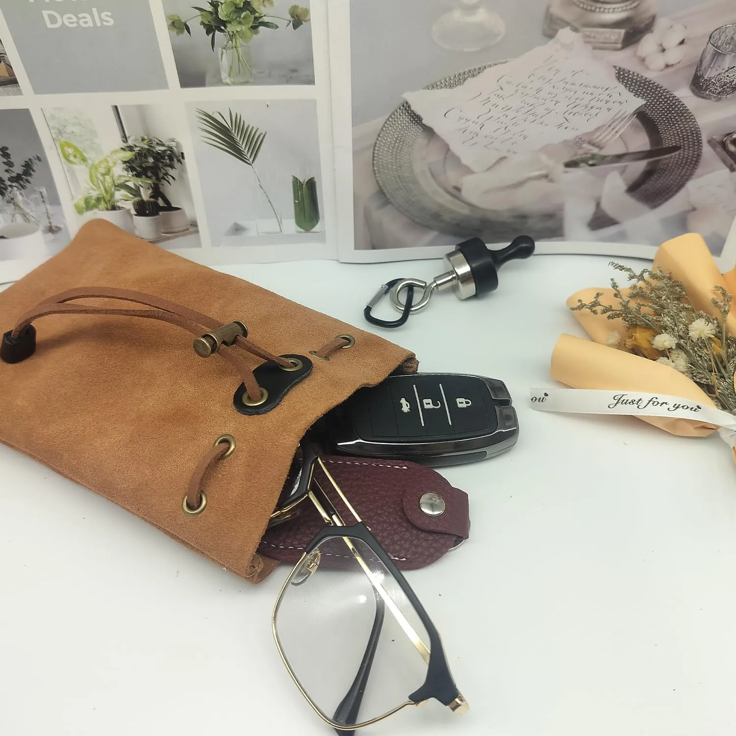 Leather Drawstring Wallet Coin Purse Genuine Leather Drawstring Coin Purse