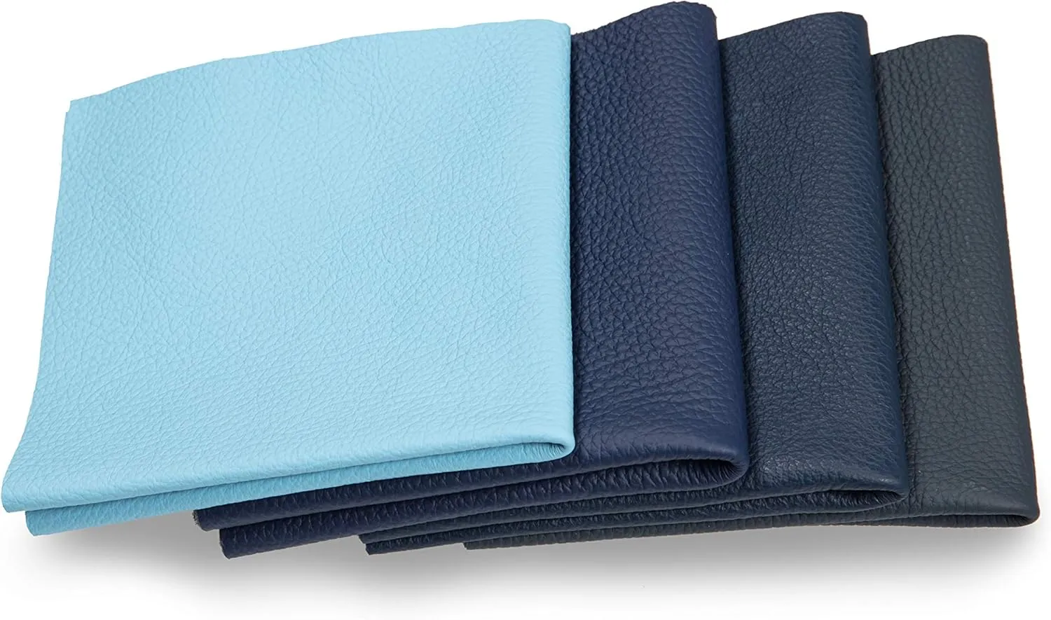 Leather Scraps - Pieces of Leather in Blue Ideal for Craft Works, Extra Large, Quality Genuine Leather, Repair Bags, Textiles, Covering, Decoration, 2.2lb (1kg), Various Shades, Format A4 - Blue