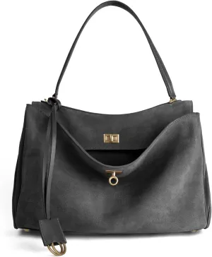 Leather Suede Tote Bag for Women: Genuine Leather Satchel Purse - Fashion Ladies Shoulder Handbag for Travel Work