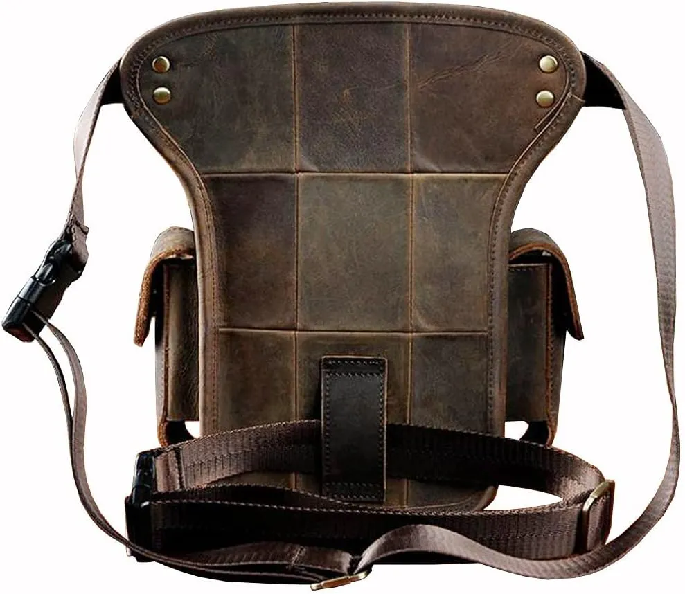 Leather Waist Pack Drop Leg Bag for Men Women Belt Bumbag Multi-Purpose Motorcycle Bike Outdoor Sports Tactical Cycling Riding Hiking Camping Pouch