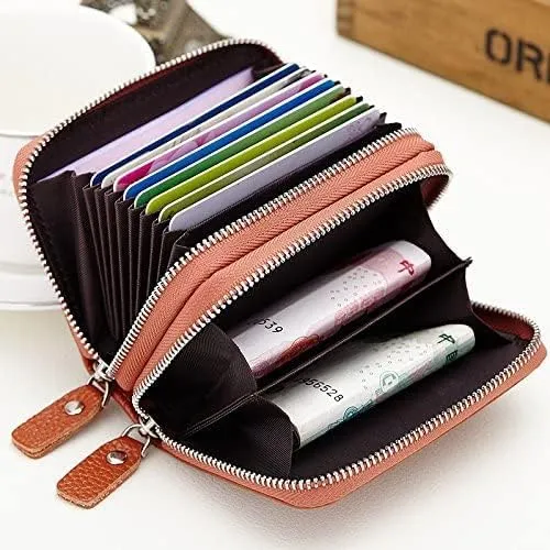 Leather Wallet Pu Leather Women's Wallet Retro Fashion Short Purse Clutch for Girls Ladies Business Card Holder Coin Pocket Large Capacity (Coffee,8.5x10.5cm)