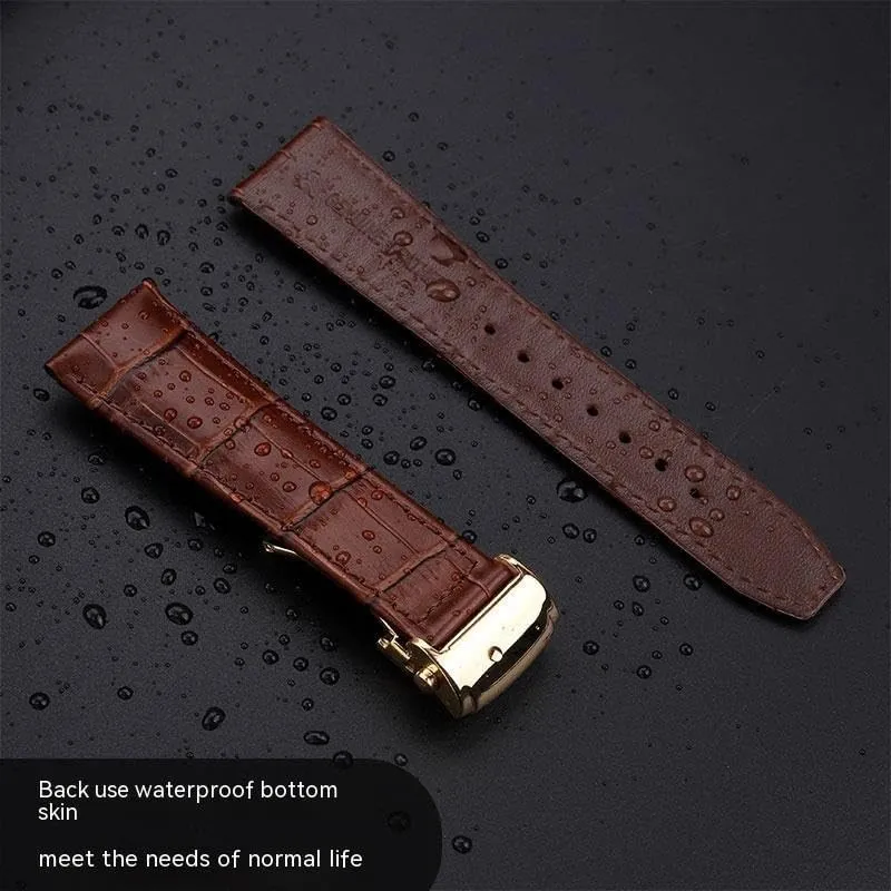 Leather Watchband For Maurice Lacroix MP6528 Pontos PT6158 Cowhide Strap With Foding Buckle