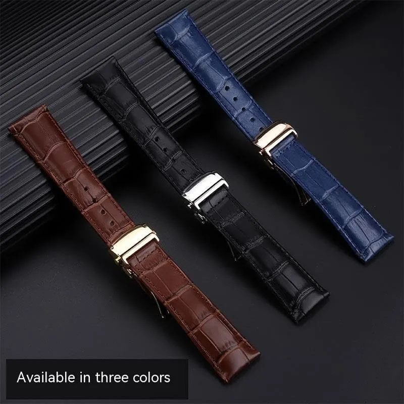 Leather Watchband For Maurice Lacroix MP6528 Pontos PT6158 Cowhide Strap With Foding Buckle