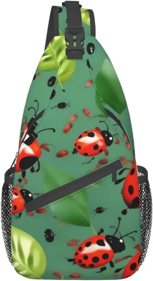 Leaves And Ladybugs High Storage Capacity Chest Bag Diagonally Sling Backpack Crossbody Shoulder Bag For Men Women