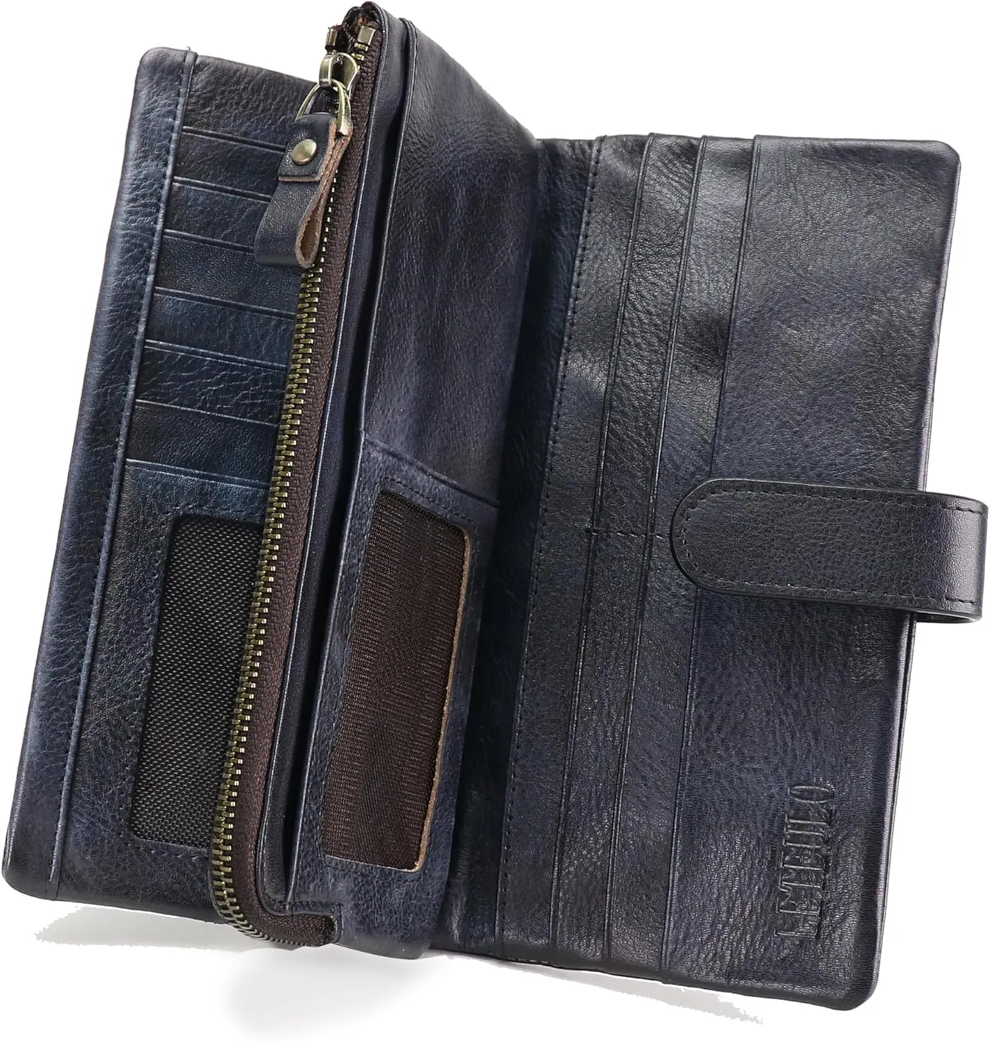 LETEULO Women's RFID Blocking Genuine Leather Wallet Vintage Hand Rubbing Wallets Organizer