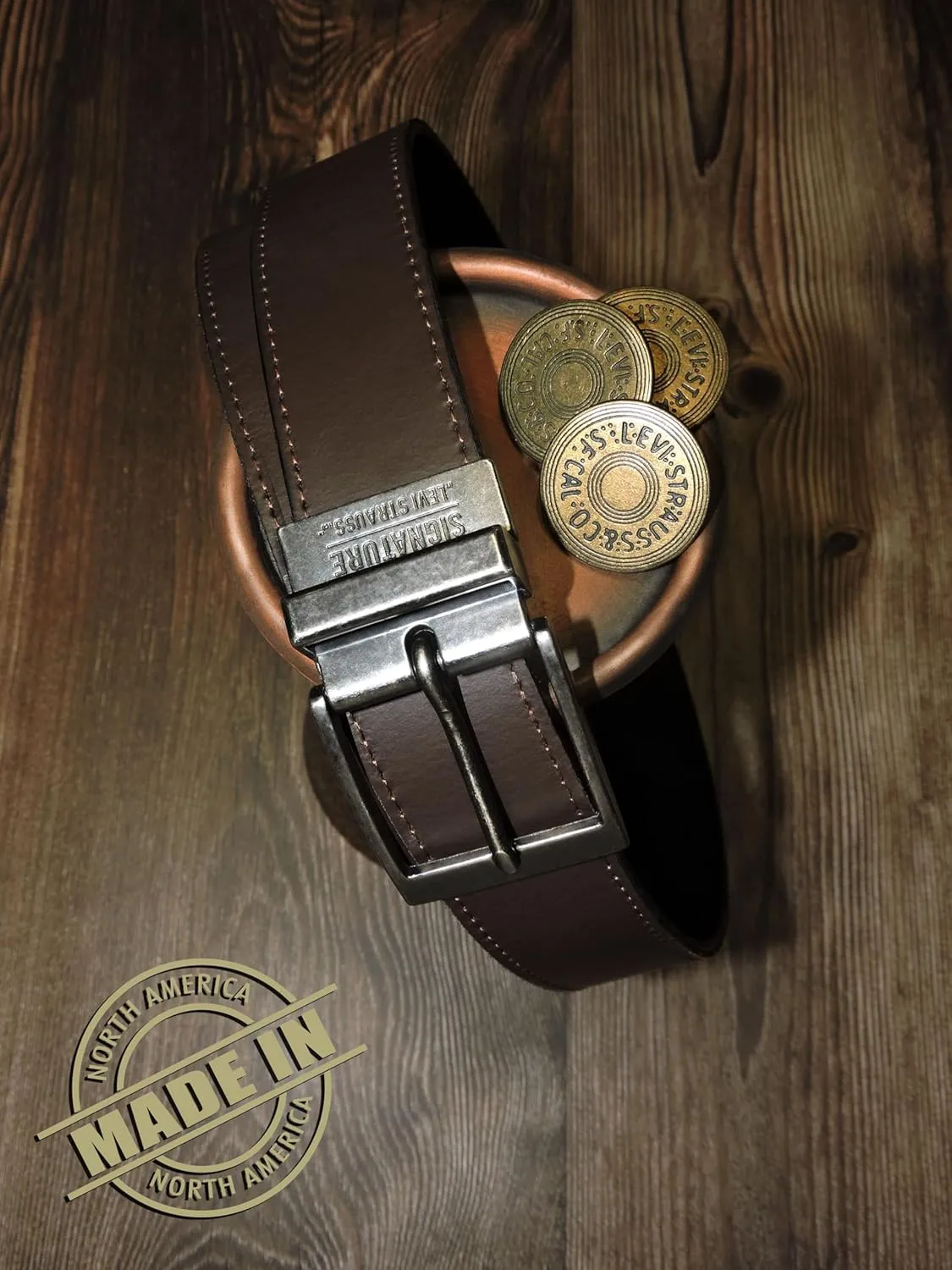 Levi Strauss Signature - Premium Leather Reversible Belt for Men for Jeans, Work, Dress & Casual pants | Cinturon Para Hombre