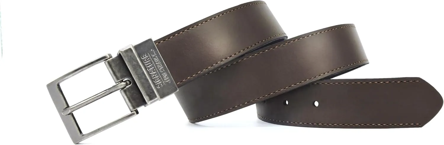 Levi Strauss Signature - Premium Leather Reversible Belt for Men for Jeans, Work, Dress & Casual pants | Cinturon Para Hombre