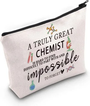 LEVLO Biology Chemistry Cosmetic Make Up Bag Science Biology Gift A Truly Great Chemist Is Hard To Find Bag For Scientist Chemistry Teacher Student, A Truly Chemist