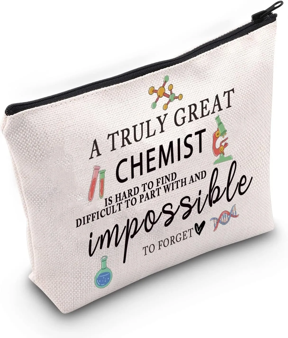 LEVLO Biology Chemistry Cosmetic Make Up Bag Science Biology Gift A Truly Great Chemist Is Hard To Find Bag For Scientist Chemistry Teacher Student, A Truly Chemist