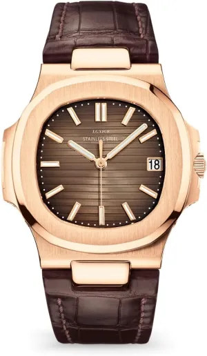 LGXIGE Luxury Elegant Watch for Men, Leather Strap, Analog, Patek Style